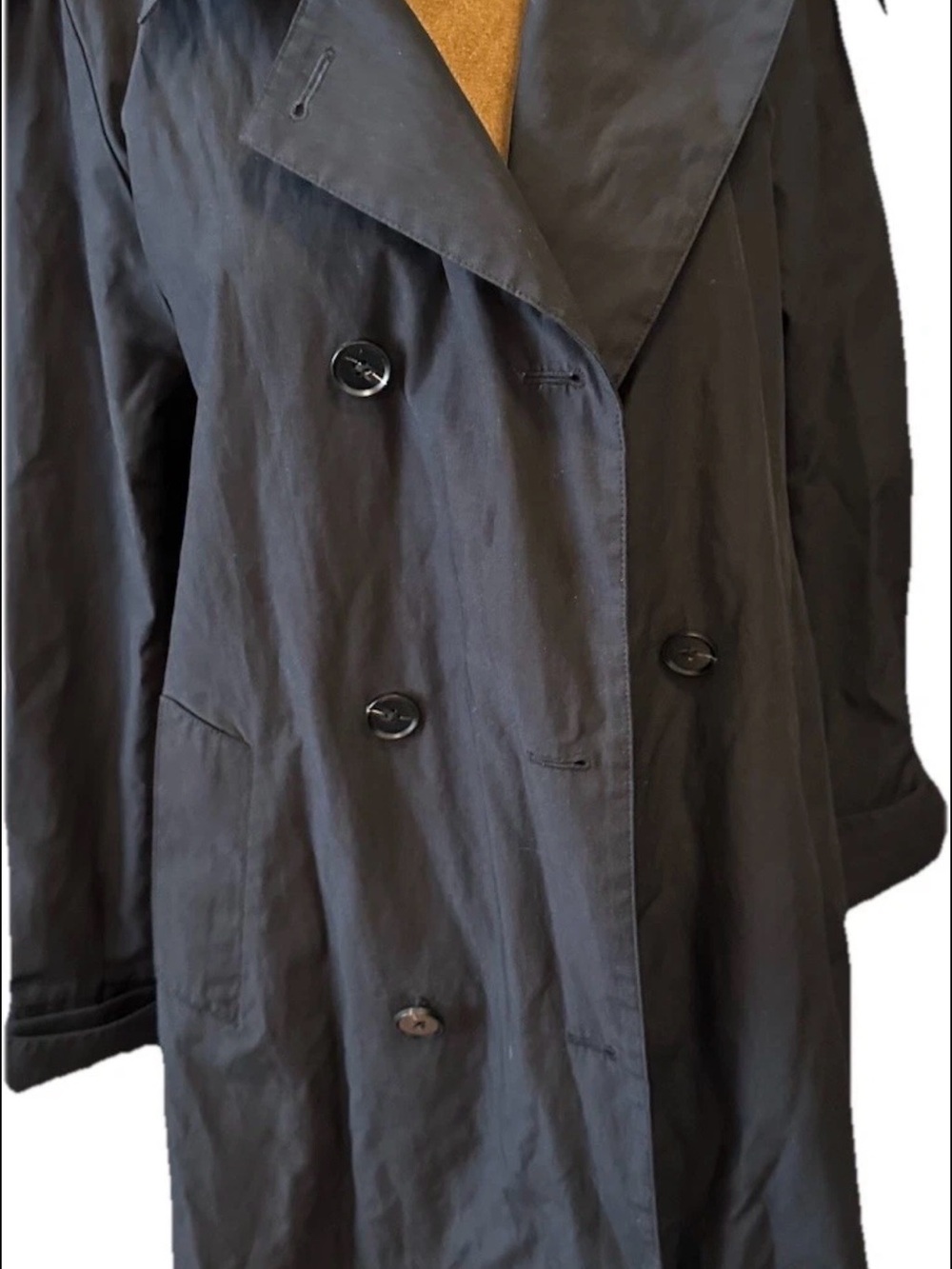 Black Double-Breasted Women's Trench Coat size M
